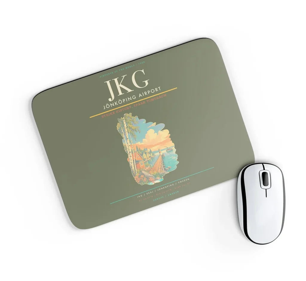 Jönköping Airport (JKG) design on green army rectangle mouse pad