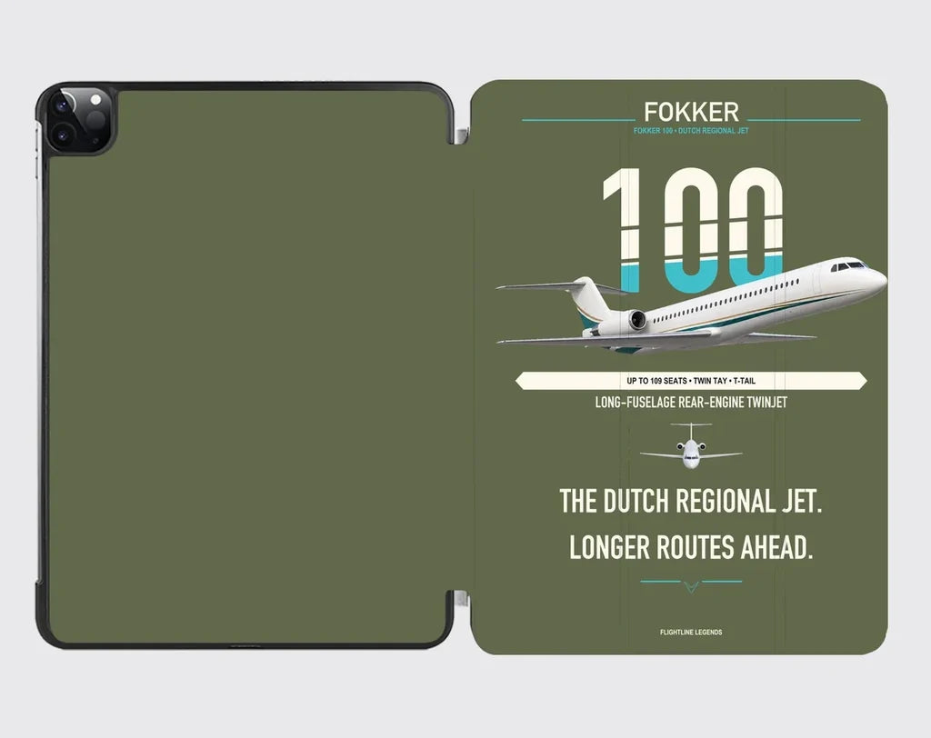 Fokker 100 design on green army ipad tablet case