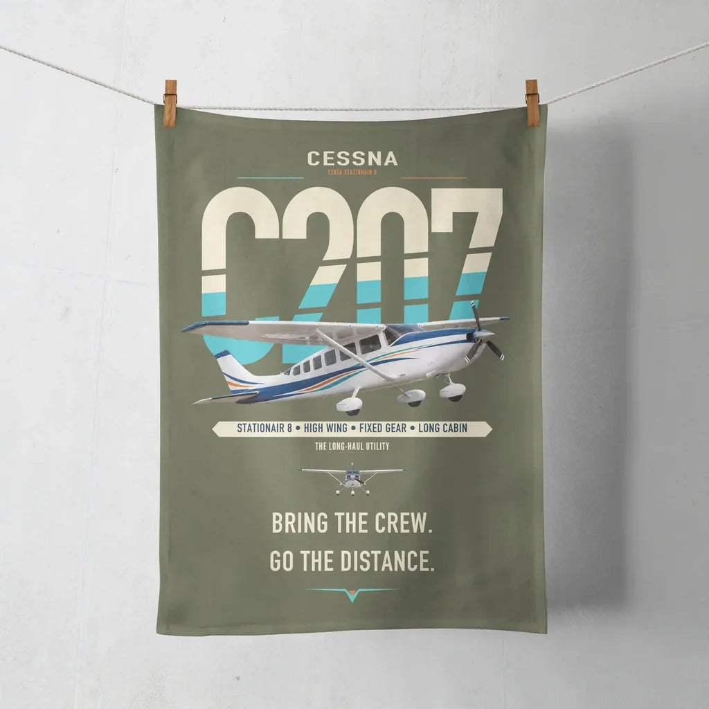 Cessna T207A Stationair 8 design on green army towel