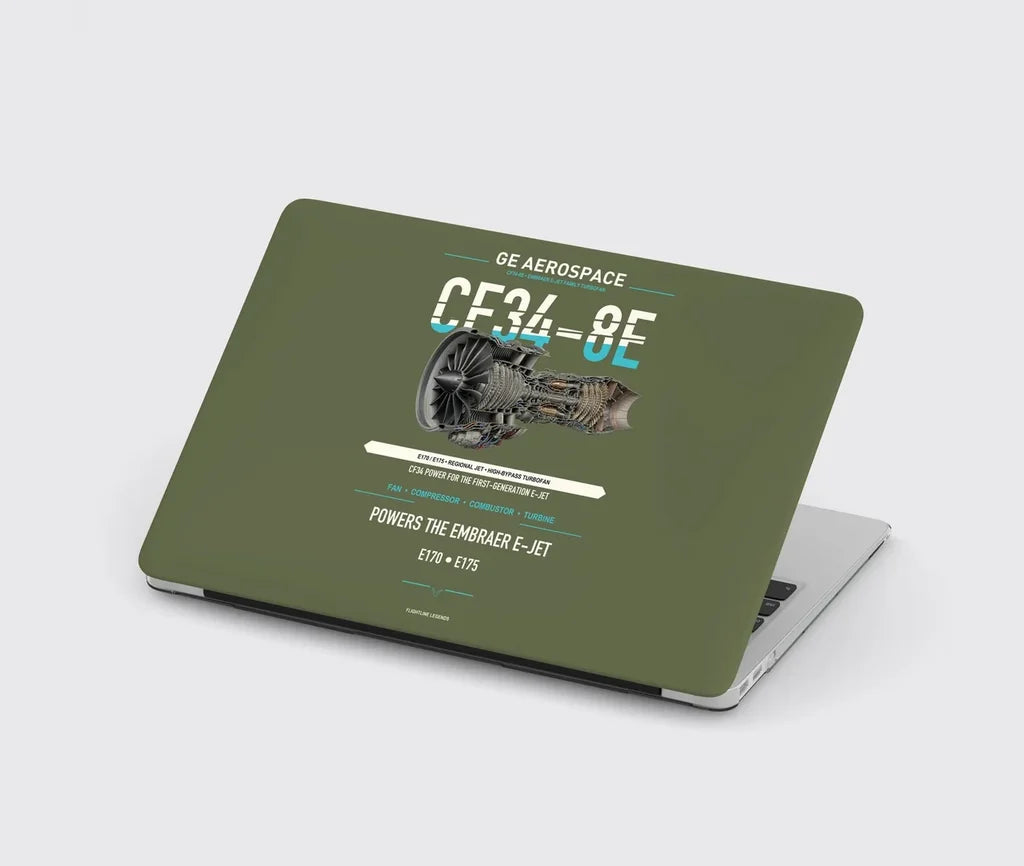 CF34-8E design on green army MacBook case