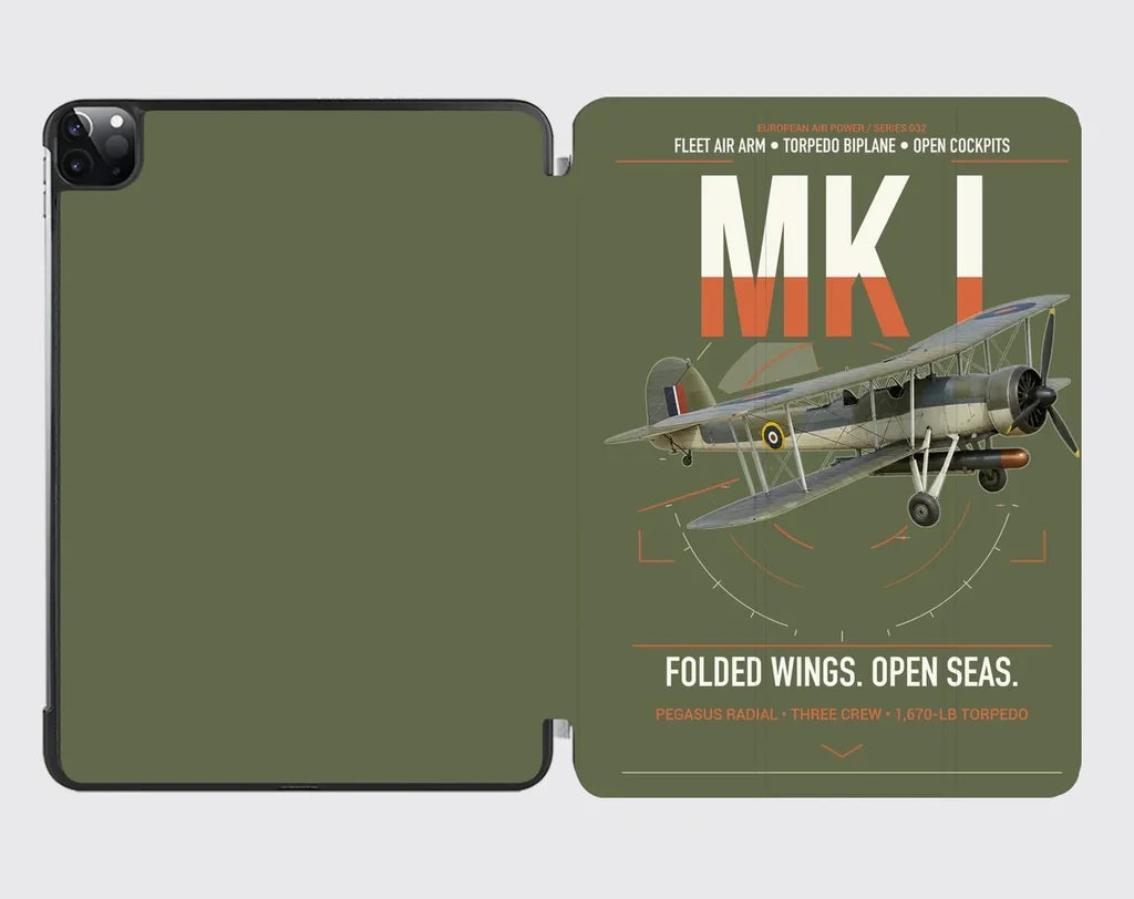 Fairey Swordfish Mk I design on green army ipad tablet case