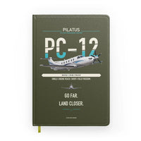 Thumbnail for Pilatus PC-12 PRO design on green army notebook