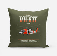 Thumbnail for Sikorsky MH-60T Jayhawk design on green army pillow