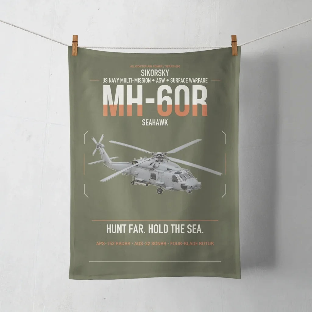 Sikorsky MH-60R Seahawk design on green army towel