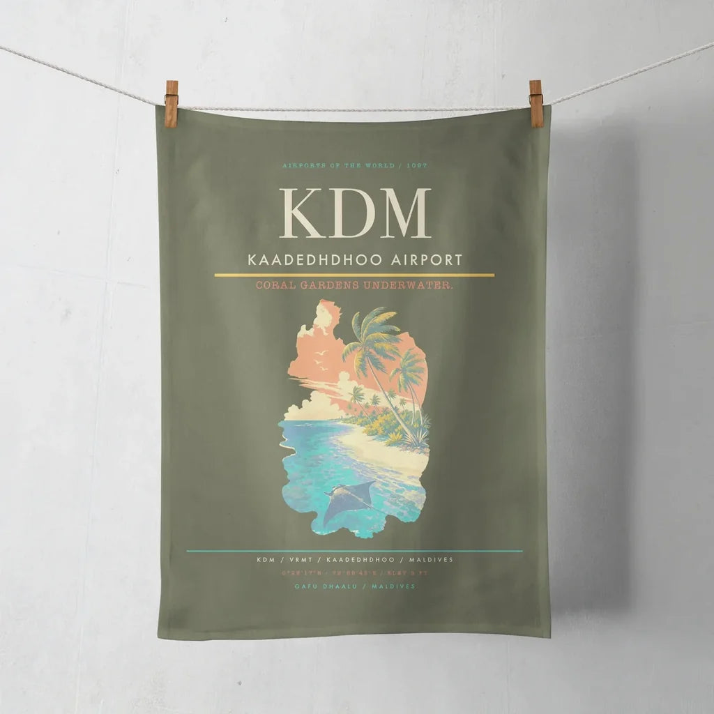 Kaadedhdhoo Airport (KDM) design on green army towel
