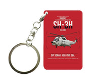 Thumbnail for Sikorsky SH-3H Sea King design on red designed key chain, double-side print