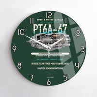 Thumbnail for PT6A-67 design on dark green no frame wall clock