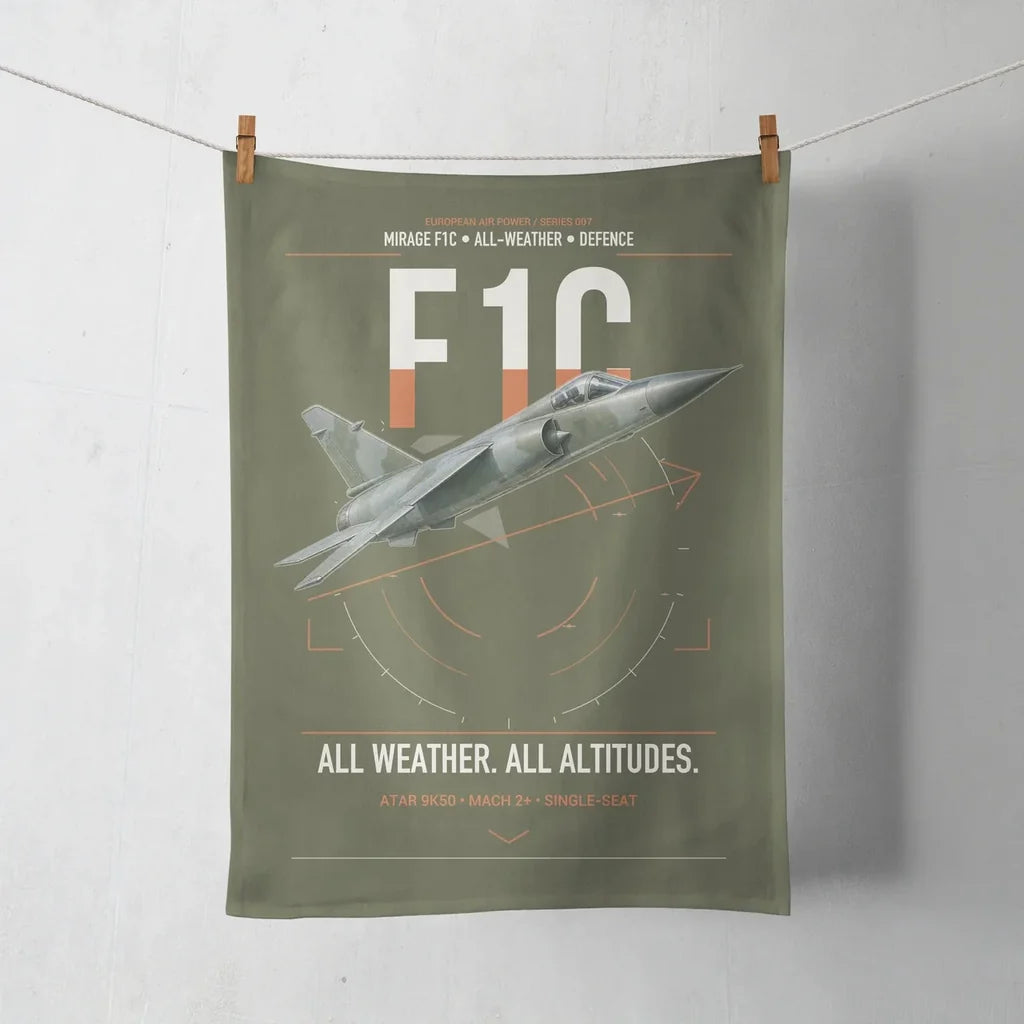 Dassault Mirage F1C design on green army towel