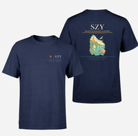 Thumbnail for Olsztyn-Mazury Airport (SZY) design printed on navy blue double-side t-shirt