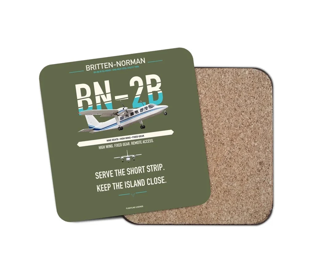 Britten-Norman BN-2B-26 Islander design on green army 1 piece coaster