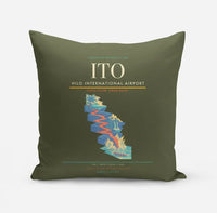 Thumbnail for Hilo International Airport (ITO) design on green army pillow