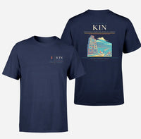 Thumbnail for Norman Manley International Airport (KIN) design printed on navy blue double-side t-shirt
