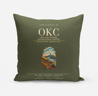 Thumbnail for OKC Will Rogers International Airport (OKC) design on green army pillow