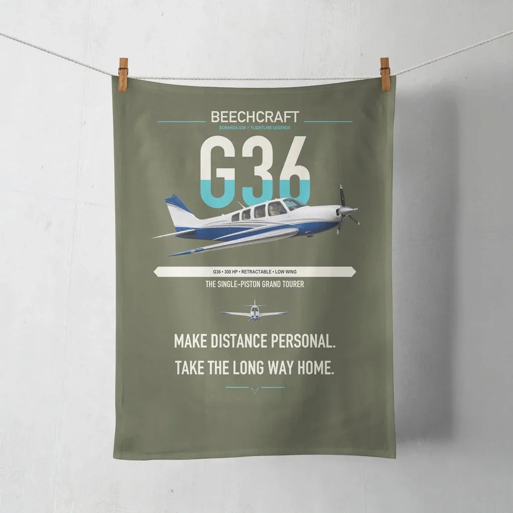 Beechcraft Bonanza G36 design on green army towel