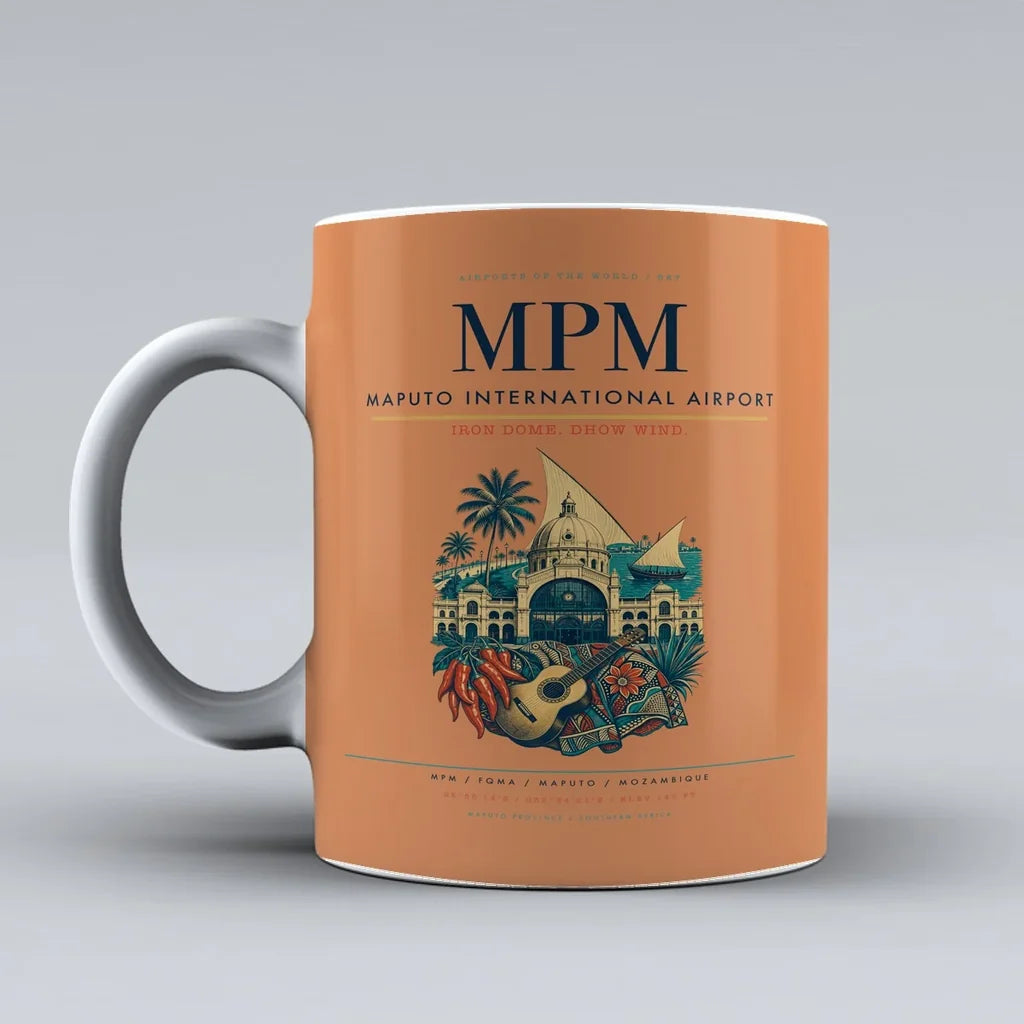 International Airport MPM Mug design on orange maputo