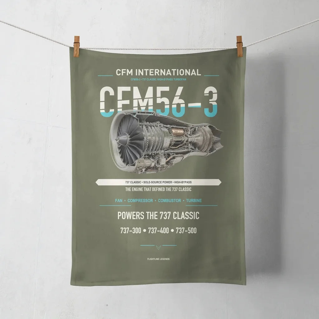 CFM56-3 design on green army towel