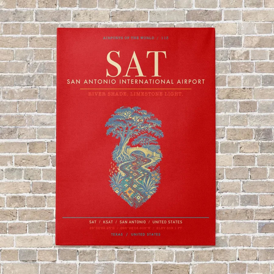 San Antonio International Airport SAT - Canvas Framed - Red