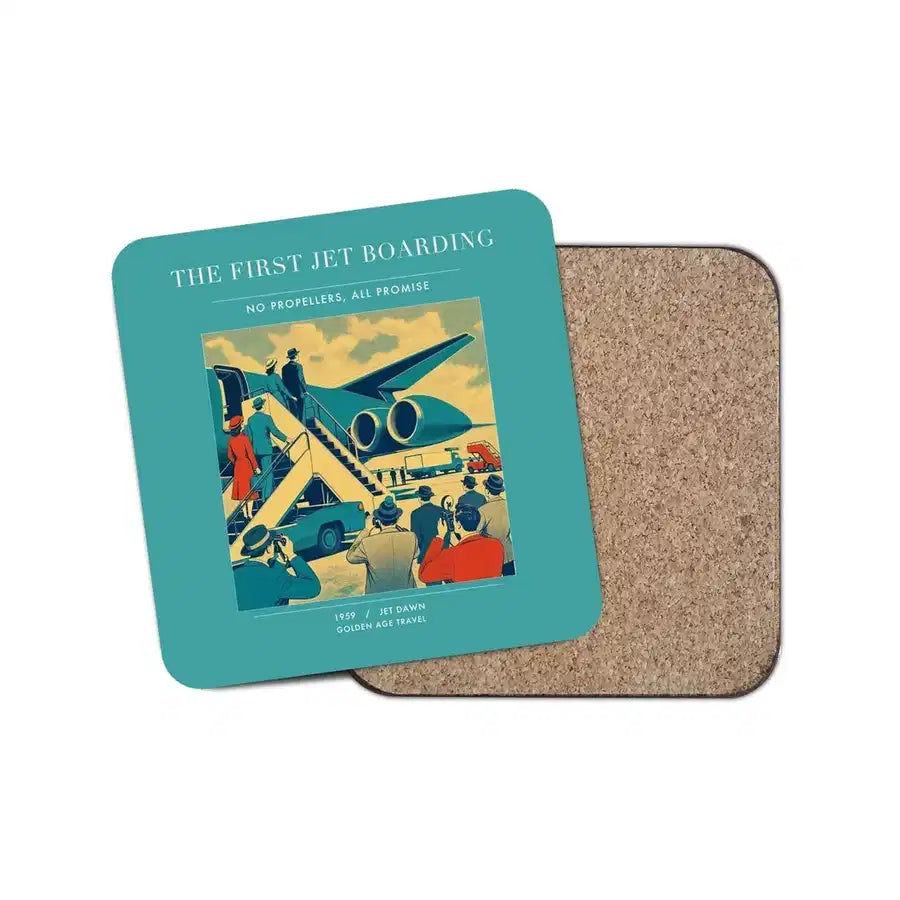 The First Jet Boarding - Designed Coasters design on turquoise 1-piece