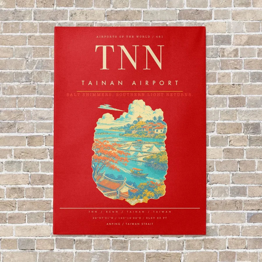 Tainan Airport TNN - Canvas Framed - Red