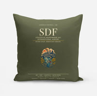 Thumbnail for Louisville Muhammad Ali International Airport (SDF) design on green army pillow