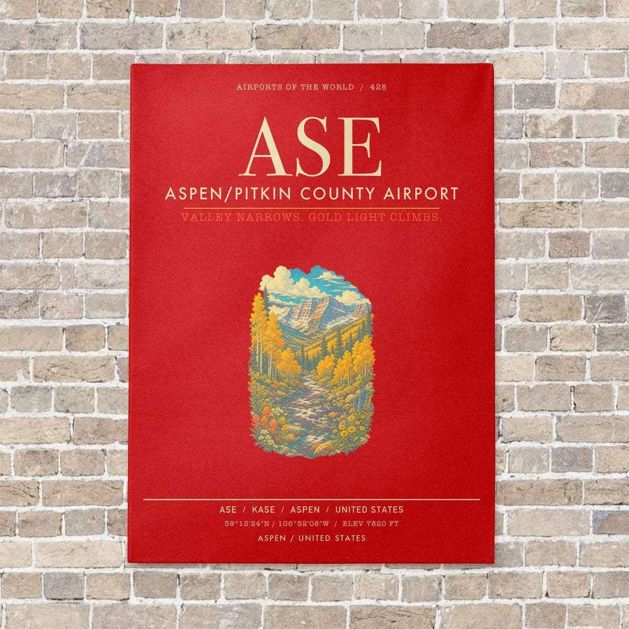 Aspen - Pitkin County Airport ASE - Canvas Framed - Red