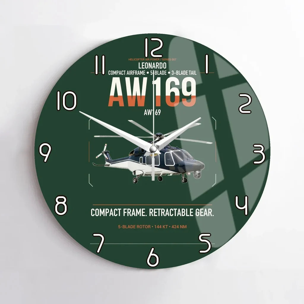 Leonardo AW169 design on dark green no frame wall clock