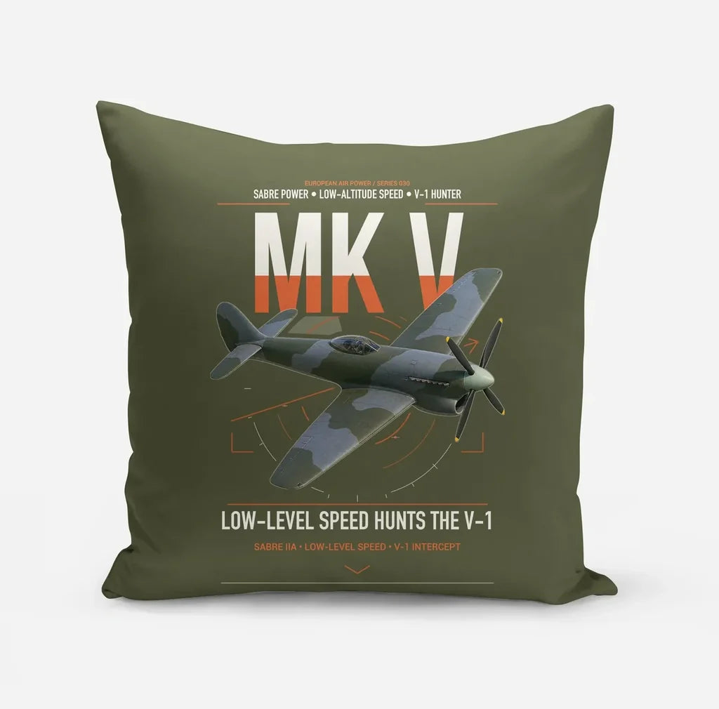 Hawker Tempest Mk V design on green army pillow