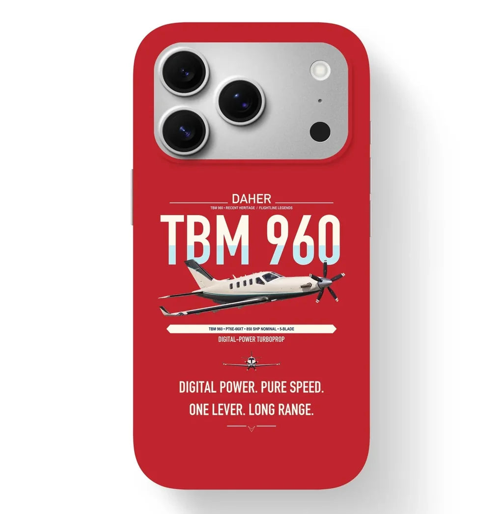Daher TBM 960 design on red magsafe iphone case, for iPhone 17 Pro