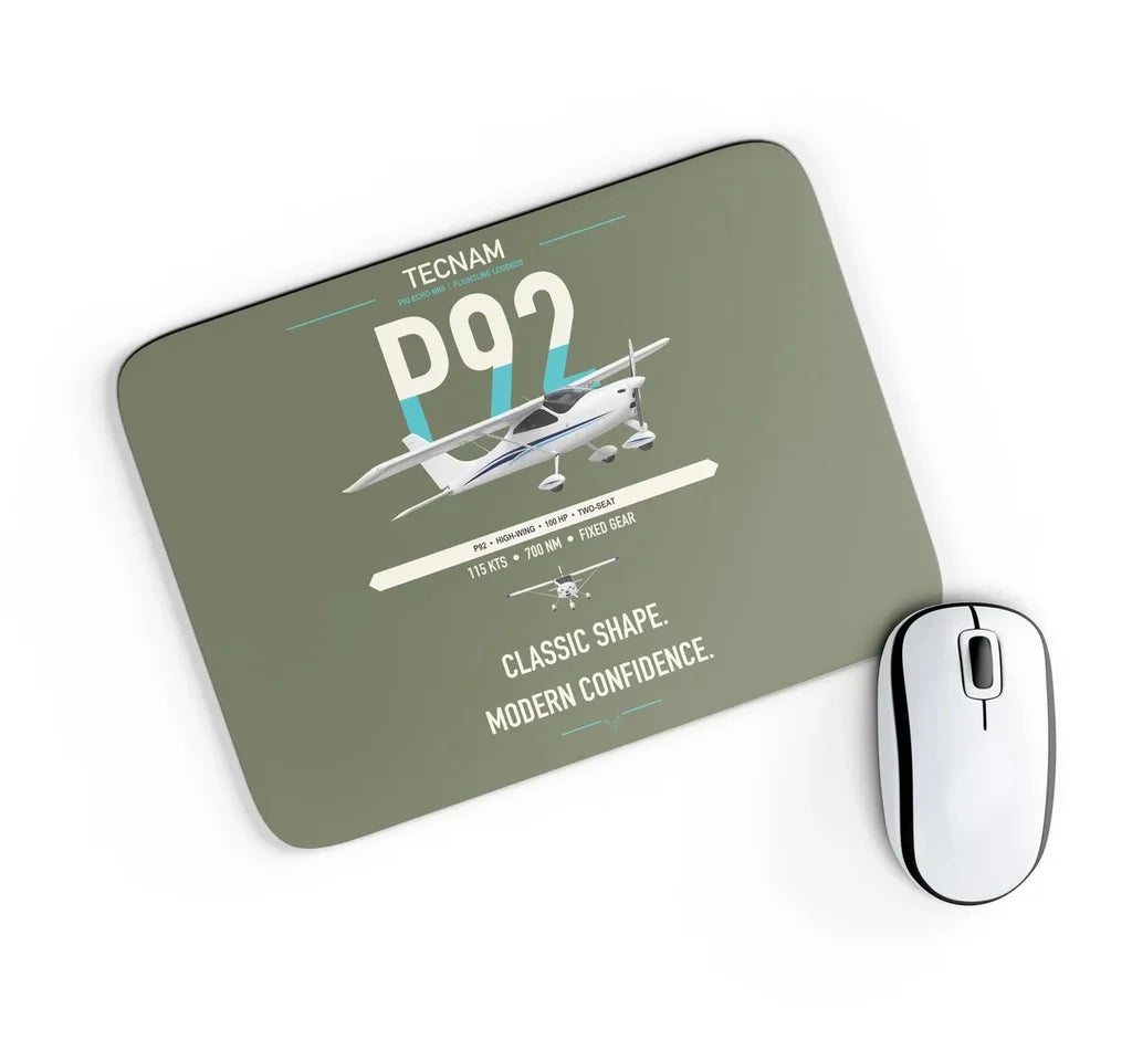 Tecnam P92 Echo MkII design on green army rectangle mouse pad