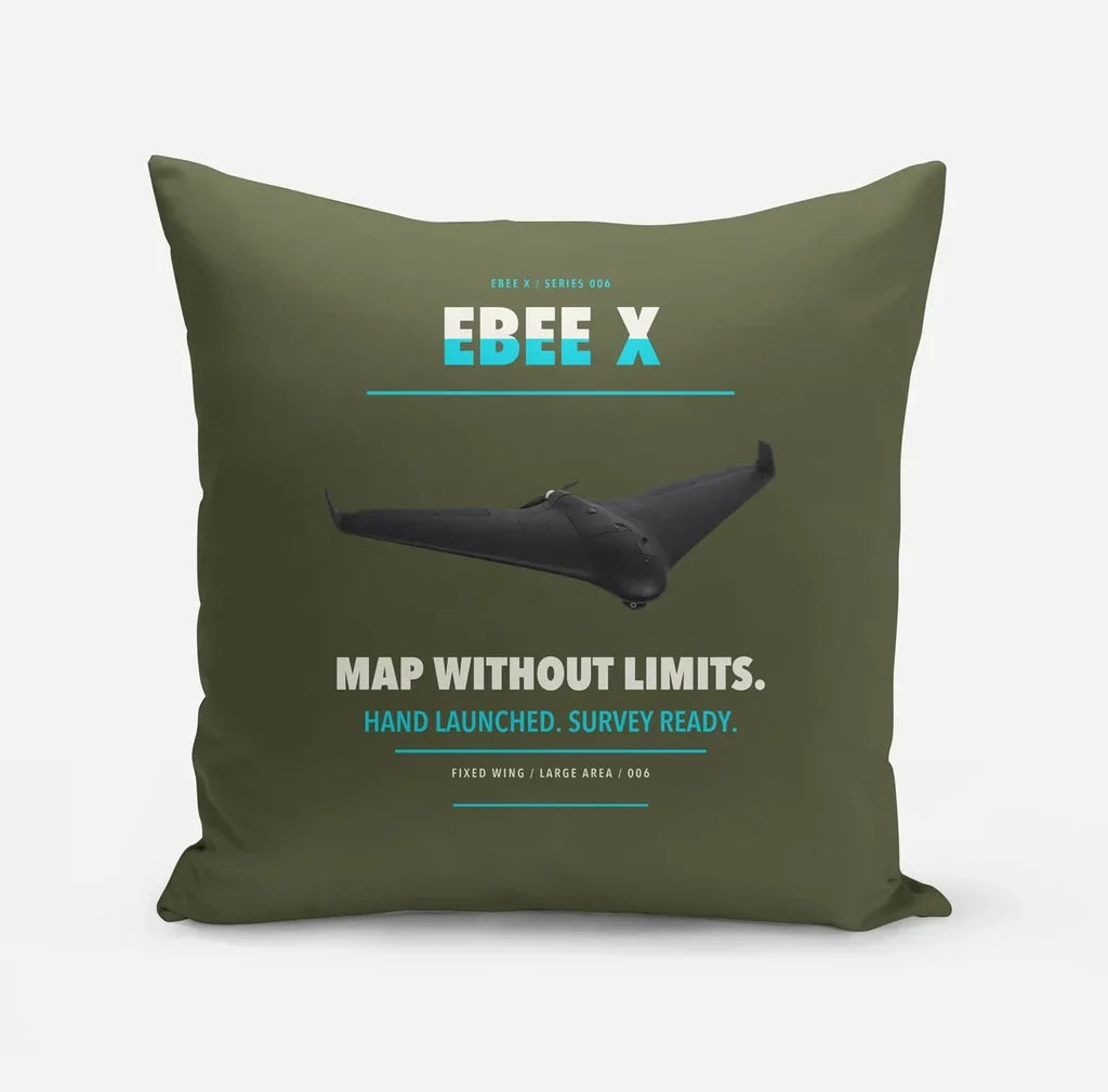 AgEagle eBee X design on green army pillow