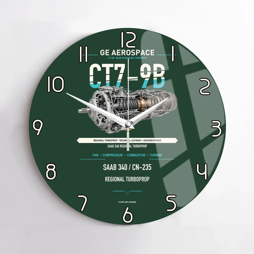 CT7-9B design on dark green no frame wall clock