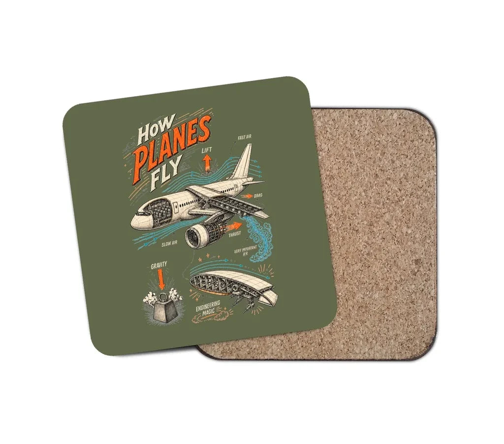 How Planes Fly V2 design on green army 1 piece coaster