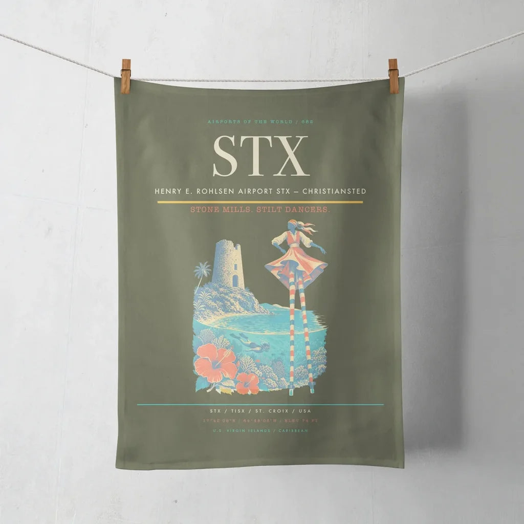 Henry E. Rohlsen Airport (STX) design on green army towel