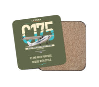 Thumbnail for Cessna 175 Skylark design on green army 1 piece coaster