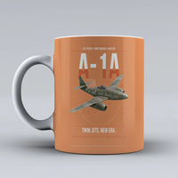 Thumbnail for Messerschmitt Me 262A-1a design on orange ceramic mug, double-side print