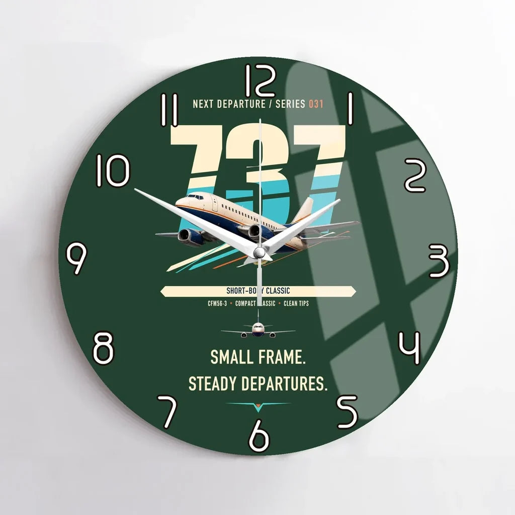 Boeing 737-500 Classic design on dark green no frame wall clock
