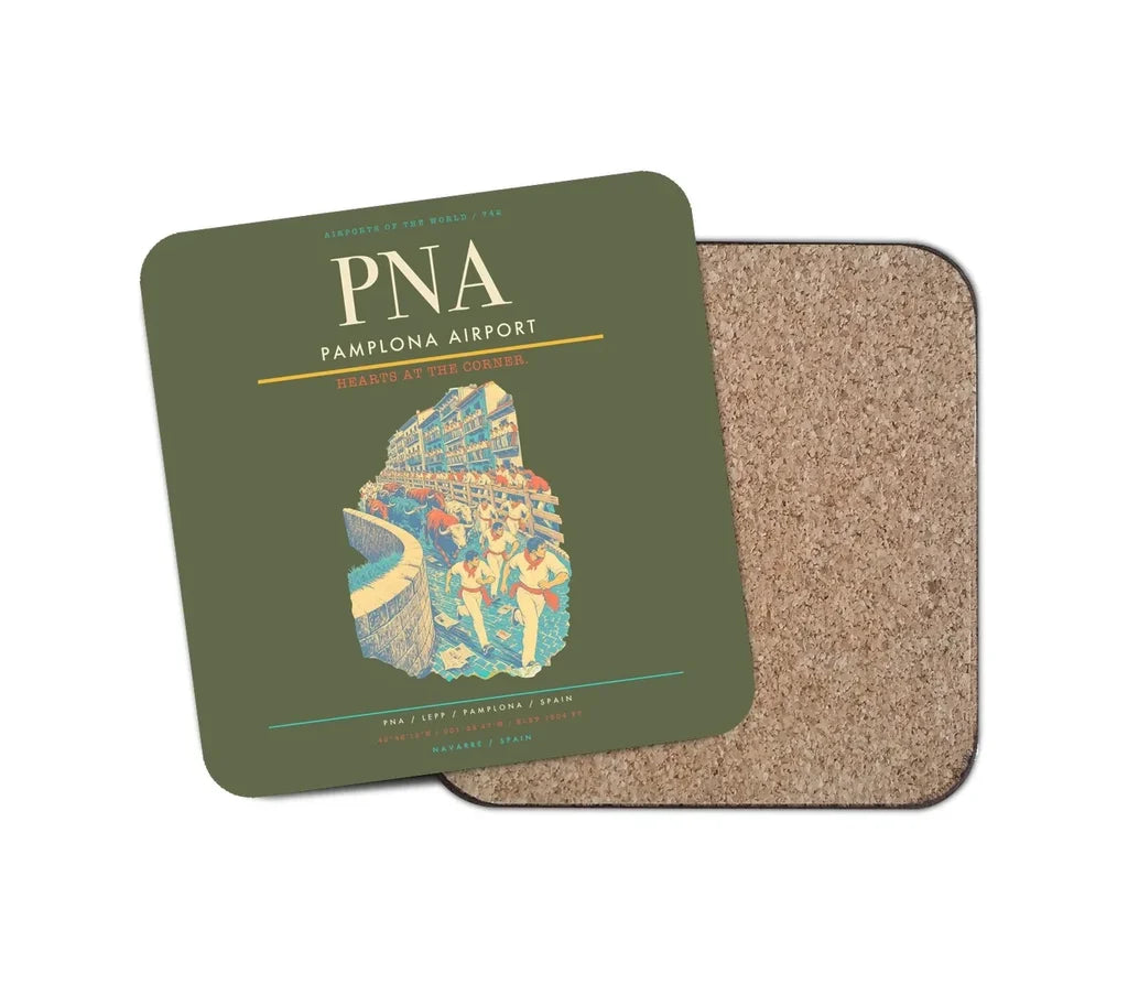 Pamplona Airport (PNA) design on green army 1 piece coaster