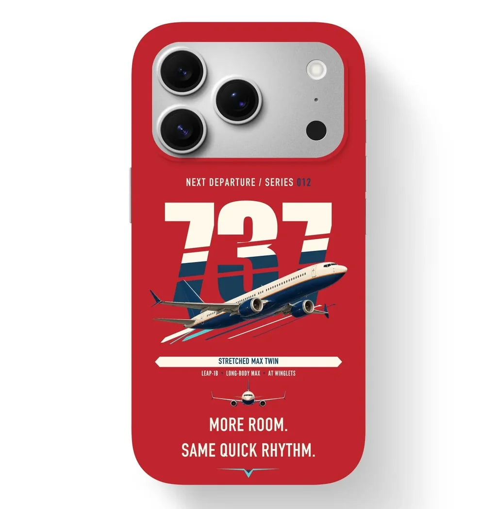 Boeing 737 MAX 9 design on red magsafe iphone case