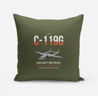 Thumbnail for C-119G Flying Boxcar design on green army pillow