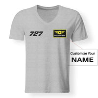 Thumbnail for 727 Flat Text Designed V-Neck T-Shirts - view 14