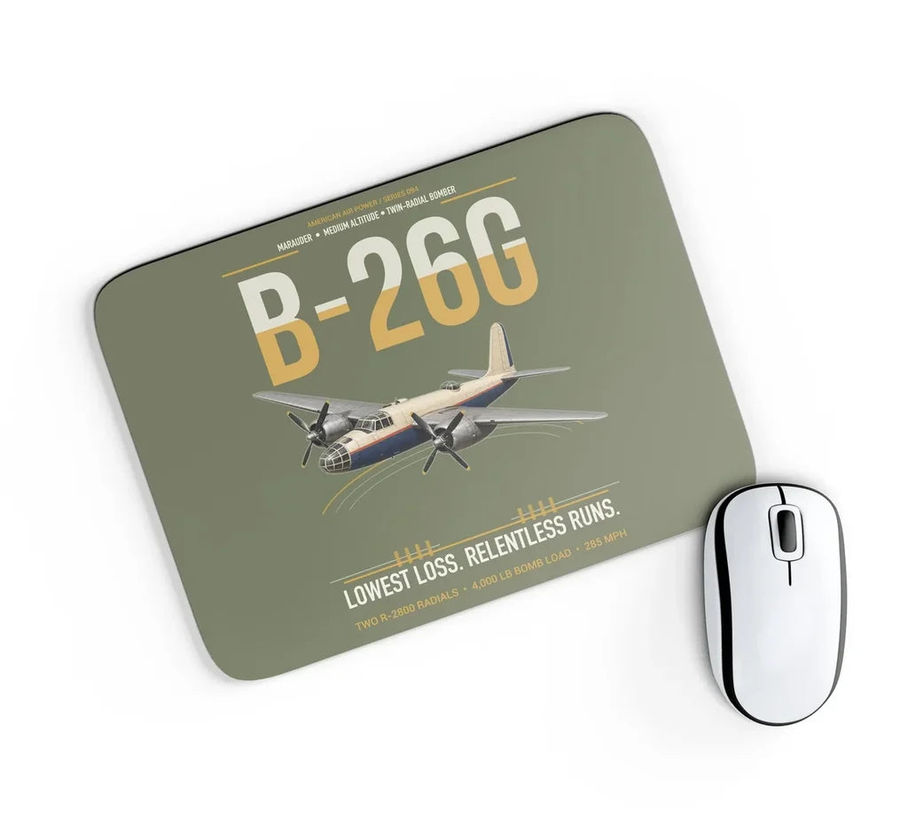 B-26G Marauder design on green army rectangle mouse pad