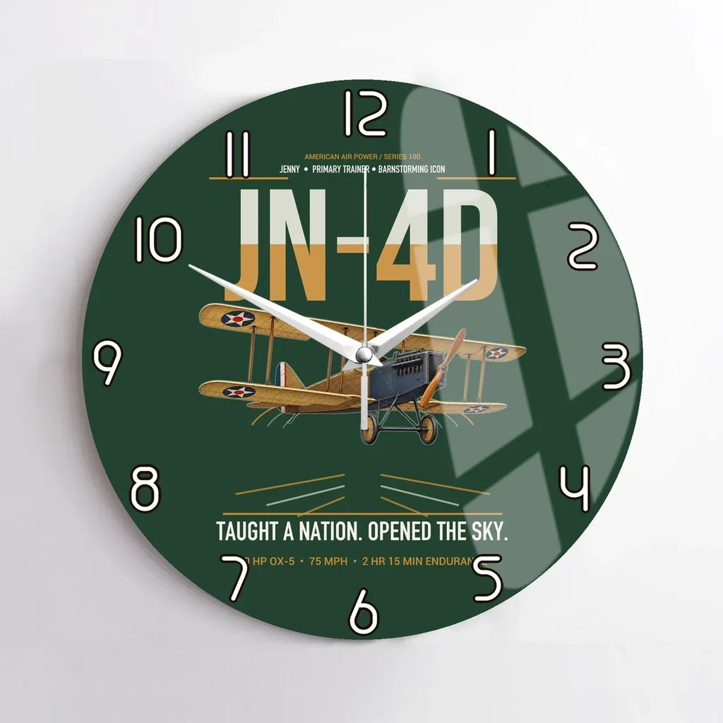 Curtiss JN-4D Jenny design on dark green no frame wall clock