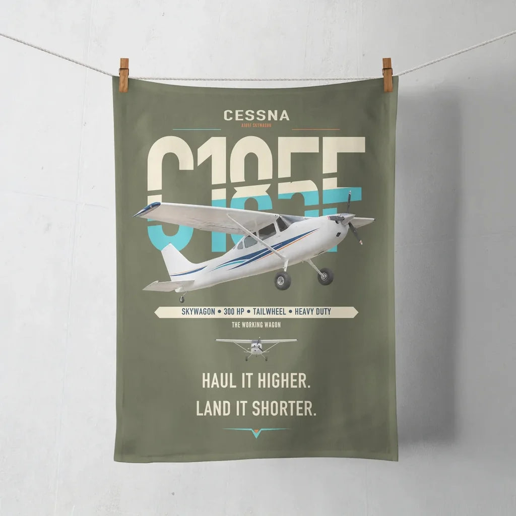 Cessna A185F Skywagon design on green army towel