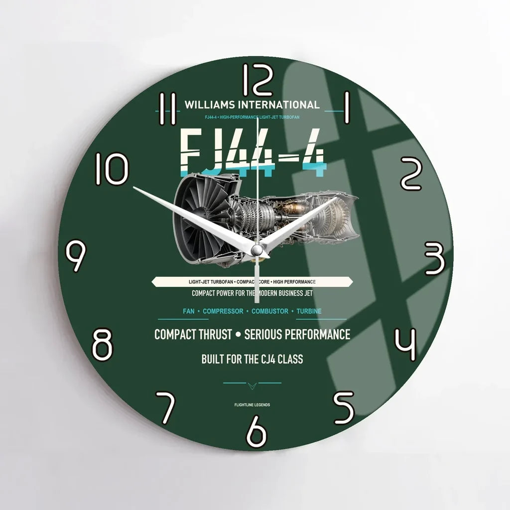 FJ44-4 design on dark green no frame wall clock
