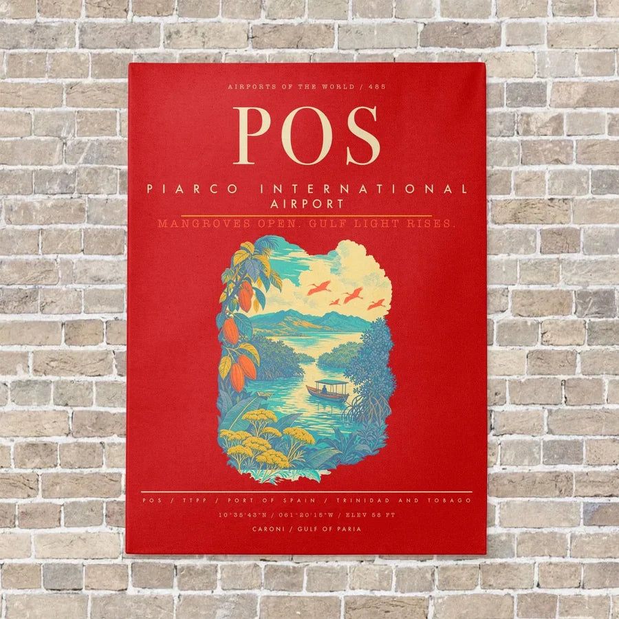 Piarco International Airport POS - Canvas Framed - Red