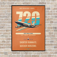 Thumbnail for Boeing 720B vertical canvas print - framed - orange background