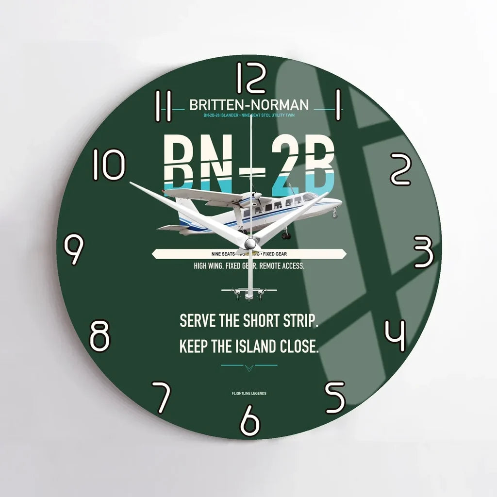 Britten-Norman BN-2B-26 Islander design on dark green no frame wall clock