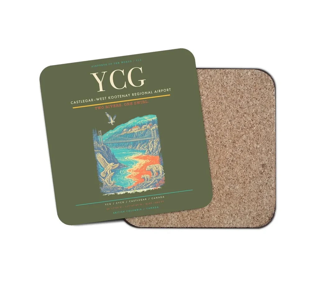 Castlegar–West Kootenay Regional Airport (YCG) design on green army 1 piece coaster