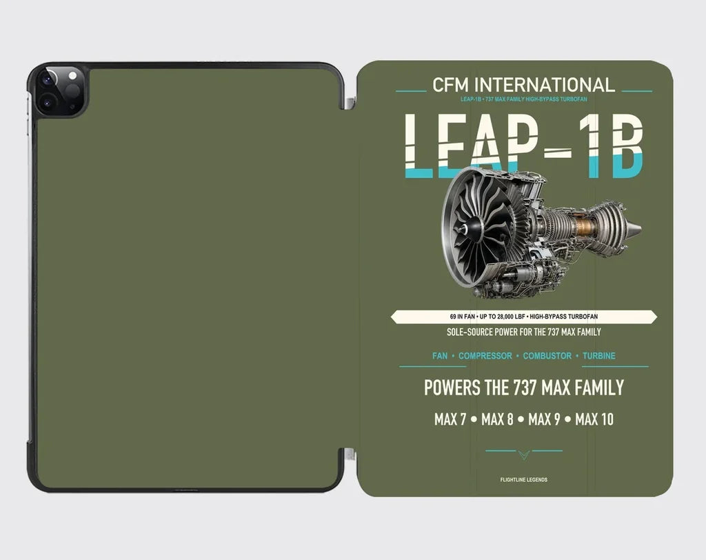 CFM LEAP-1B design on green army ipad tablet case