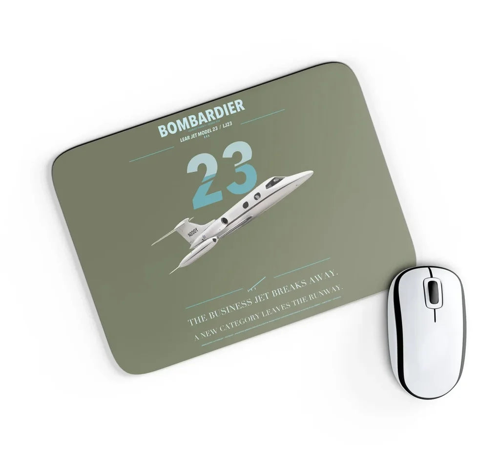 Bombardier Learjet 23 design on green army rectangle mouse pad